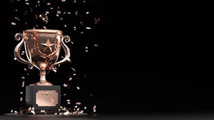 Bronze medal trophy award business success achievement celebration copy space, perfect for corporate recognition, victory celebrations, and premium event designs.
