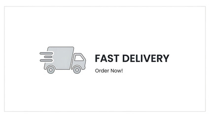 Fast delivery service with speeding truck and order now call to action