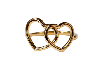 Intertwined heart gold ring