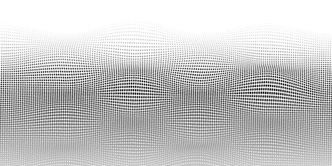 Black Abstract Background with Halftone Linear Gradient Vector Texture Wave Dots Pop Art Style. Dot Structure with Subtle Texture as Design Element. Halftone Contrast Graphic Minimalist Art Wallpaper.