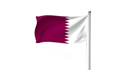 The National Flag of Qatar Waving Proudly on a White Background.