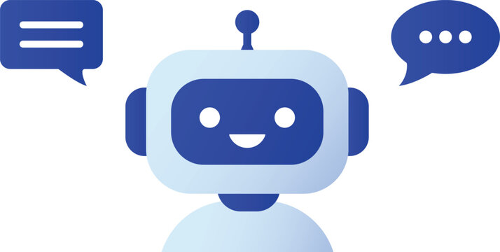 AI Chatbot Robot Assistant Icon with Receiving Message from Customer and Speech Bubble