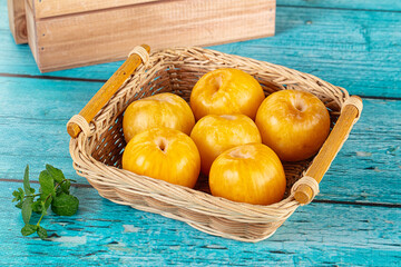 Raw ripe sweet yellow plums