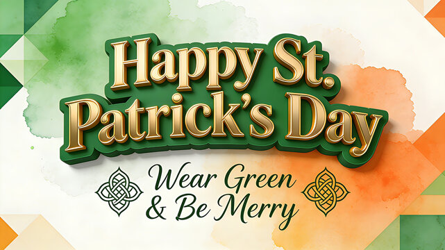 The combination of watercolor background and decorative fonts interprets the core of St. Patrick's Day's theme of "wearing green to enjoy joy", suitable for festive atmosphere materials.
