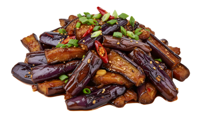 Braised eggplant with spicy soy sauce and chili flakes