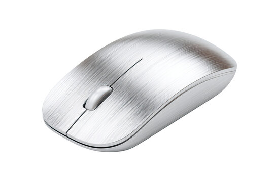 Modern silver wireless mouse isolated on transparent background
