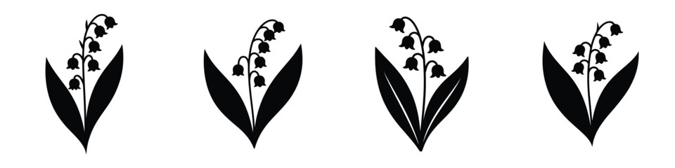 Elegant Lily of the Valley Silhouette Vector – Spring Floral Illustration of Blooming Bells with Leaves for Botanical, Nature, and Decorative Seasonal Design © Parvez