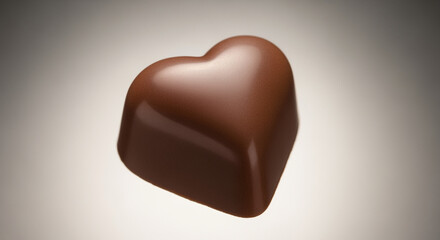 Chocolate heart shaped candy isolated on white background with valentine