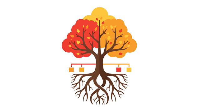 organizational structure tree diagram illustrating business hierarchy deep roots and branching data node connections for strategic planning.