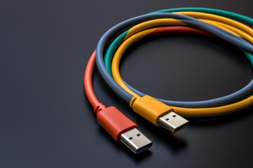 Colorful usb cables connecting to devices, transferring data, and providing power