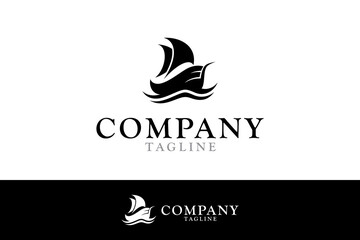 Fototapeta premium minimalist ship logo design vector with flat style