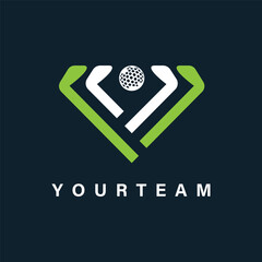 diamond golf team  logo icon vector design template