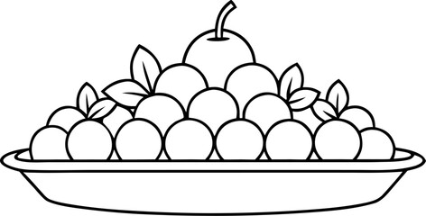  Ramadan  Mubarak Fruit tray vector outline icon on white background  