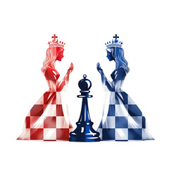 Luminous Glitter Chess Figures Queen Pawn Silhouettes