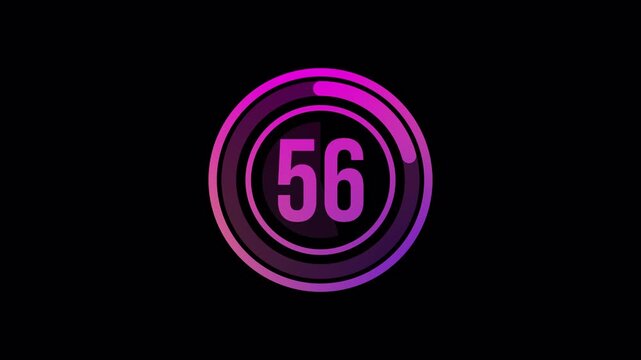 60 Second Countdown Timer Circle Motion Graphic Animation Digital Clock with Modern Gradient Colors on Alpha Channel 4K 4k video animation seamless loop