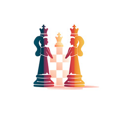 Shimmering Silhouettes of Chess Queen and Pawn