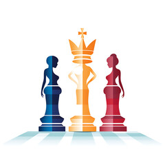 Luminous Chess Pieces Silhouettes Queen Pawn