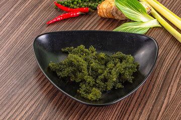 Vegan sea grapes green seaweed