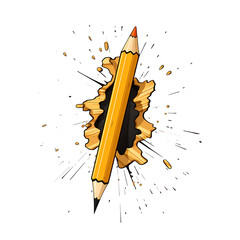 Outlined Broken Pencil Vector Illustration