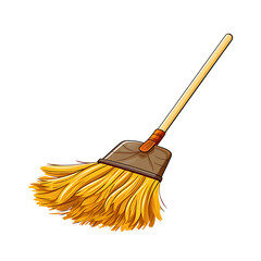 Minimalistic Broom Education Line Vector Illustration