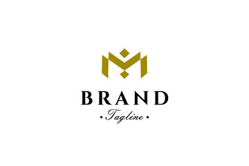 Fototapeta premium Luxurious gold letter M logo in flat vector design style
