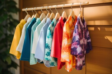 Various aloha shirts showcasing vibrant patterns and colors for summer fashion