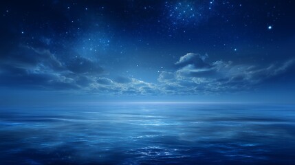 Fototapeta premium Starry Night Sky Over Tranquil Sea With Celestial Reflection