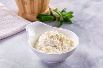 Italian soft young stracciatella cheese