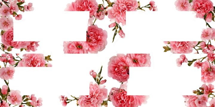 Delicate pink floral pattern on transparent background - Powered by Adobe