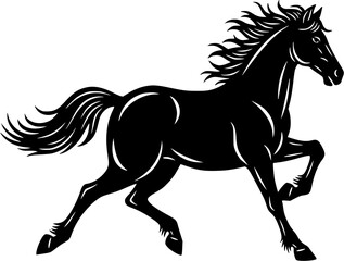 Lunar New Year 2026: A dynamic silhouette of a galloping horse in a traditional Chinese paper-cut style. Elegant, flowing lines for the Year of the Horse.