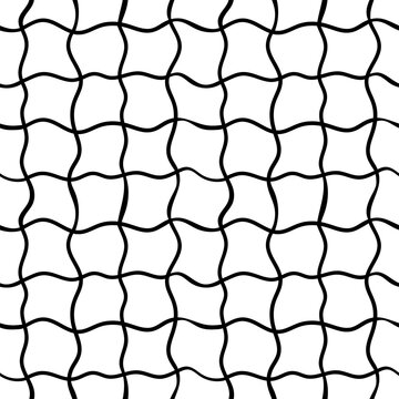 abstract distorted grid vector texture with monochrome wavy checkered mesh for modern textile lattice minimal design