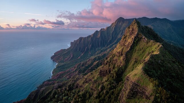 Sunset at na pali coast in hawaii