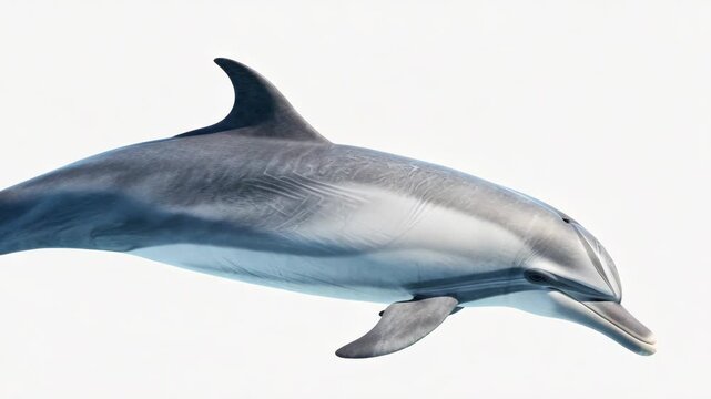 An adult and baby dolphin swimming in the ocean. The captures a moment of interaction between the animals.