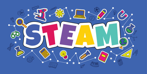STEAM education badge logo vector illustration