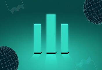 Teal bar chart with three bars on a gradient green background