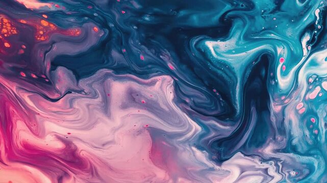 A vibrant abstract art piece with blended pink and blue hues, creating a fluid and dreamy effect reminiscent of watercolor paint.