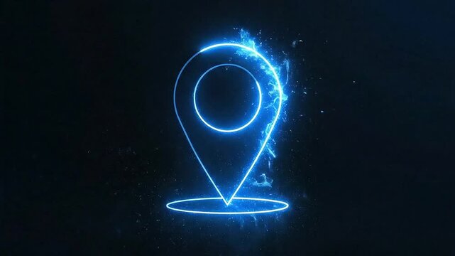 Blue neon location icon