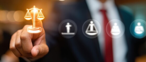 Professional Business Compliance Modern Digital Interface for Employee Law, Ethics, and Fairness in Corporate Settings