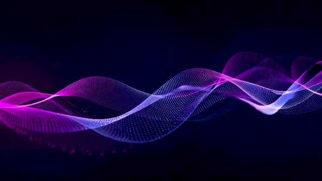 Flowing purple pink blue wavy lines glowing mesh grid dark background abstract energy wave motion visualization