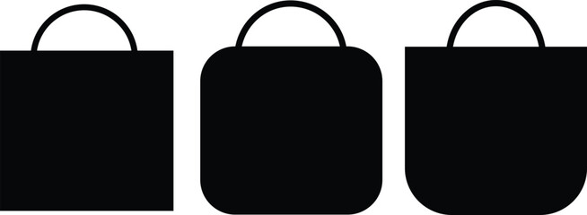 shopping bag icon set. Retail Shopping Symbols. Paper bag and tote icons. Online Shop Symbol. Commerce Sign
