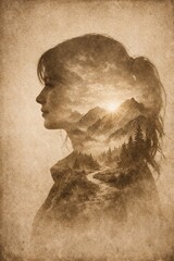 Hopeful journey double exposure on open road