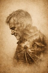 Nostalgic time‑warp portrait with vintage city