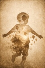 Playful wonder with balloons and meadow