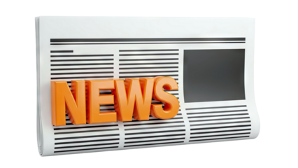 3D Orange 'NEWS' Text on Newspaper Graphic