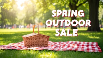  Picnic Blanket Basket Spring Outdoor Sale Banner Leisure Lifestyle Design