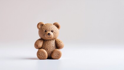 Obraz premium 立体的な熊のチョコレートクッキー一つのミニマルなバレンタインイメージ / Minimal Valentine image of a single 3D bear‑shaped chocolate cookie 