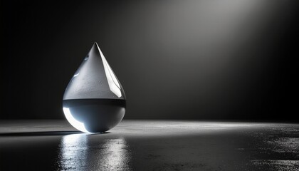 涙の形をした水の雫オブジェのミニマルアート / Minimal art featuring a teardrop‑shaped water droplet object
