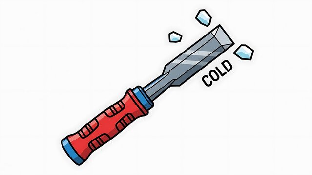 Cold Chisel Tool with Ice Fragments.