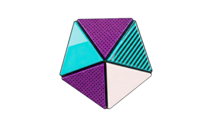 Geometric Shape with Polka Dots and Stripes