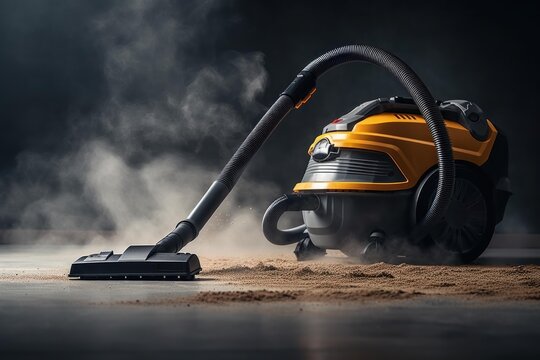 Professional wet dry vacuum cleaner removing dirt and debris from surface